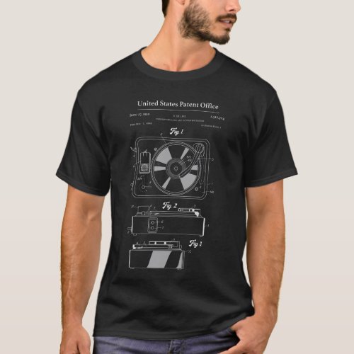 Vinyl Record Player Patent Schematic Turntable T_Shirt