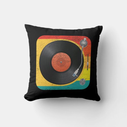 Vinyl Record Player Throw Pillow