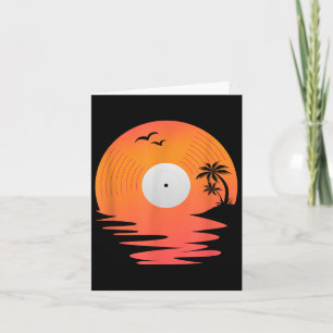 Vinyl Record Retro Disk Sea Beach Turntables Desig Card