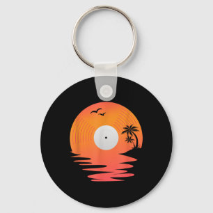Vinyl Record Retro Disk Sea Beach Turntables Desig Keychain