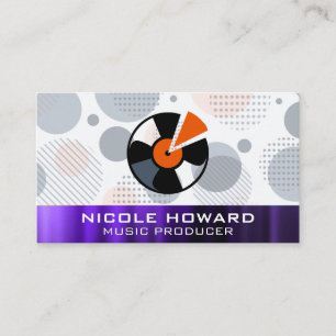 Vinyl Record Retro Geometric Metal Business Card