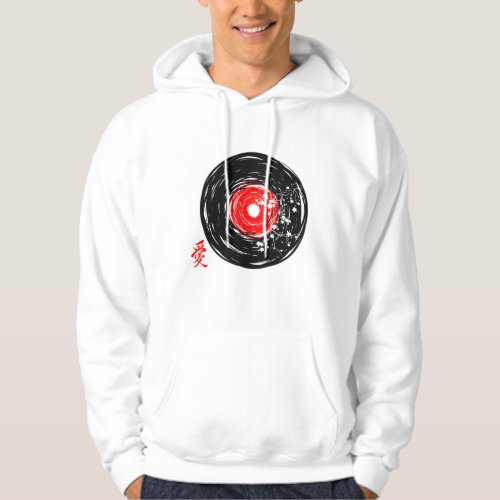 Vinyl Record Retro Grunge With Sakura Blossoms Hoodie