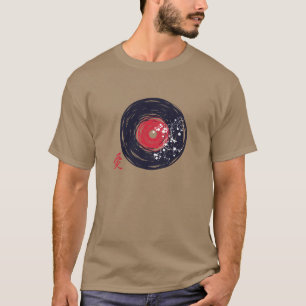 Vinyl Record Retro Grunge With Sakura Blossoms T-Shirt