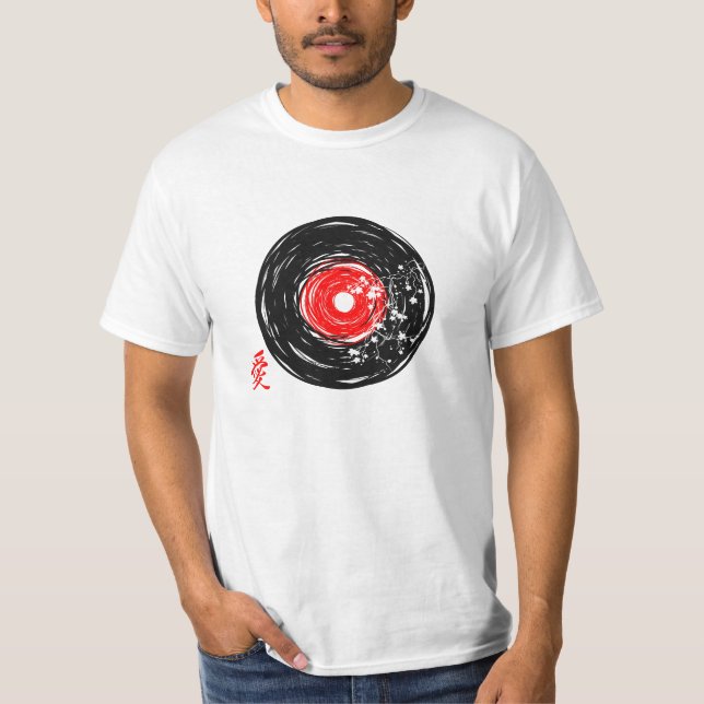 Vinyl Record Retro Grunge With Sakura Blossoms T-Shirt