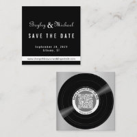 Vinyl Record Save the Date QR Code Enclosure Card