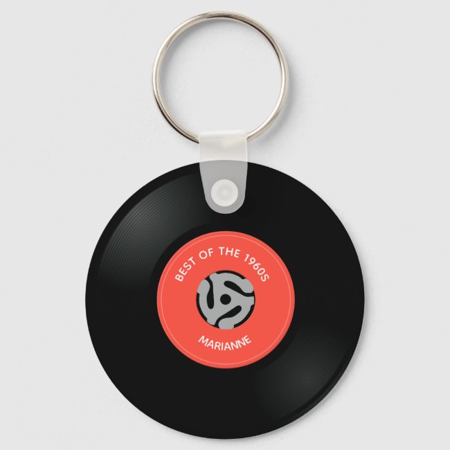 Vinyl Record Single Design Keychain