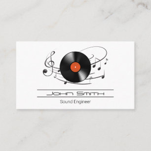 Vinyl Record Sound Engineer Music Notes Business Card