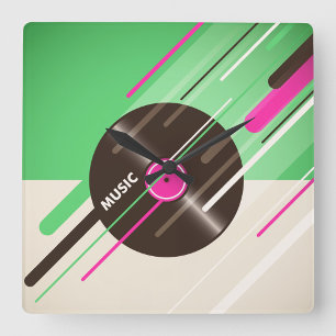 Vinyl Record Square Wall Clock