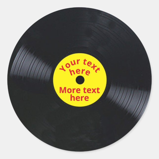 Vinyl Record STICKER Customizable Text (Front)