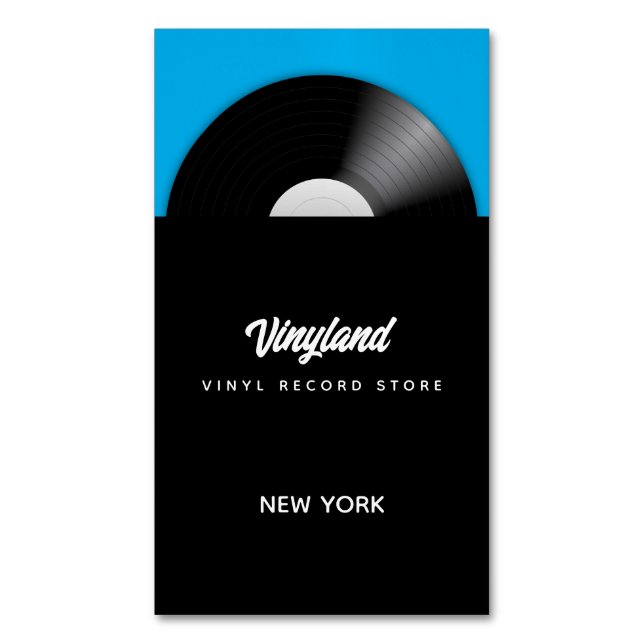Vinyl Record Store Business Card Magnet (Front Vertical)