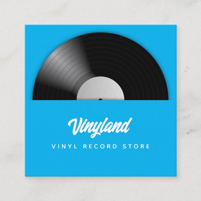 Vinyl Record Store Square Business Card (Front)