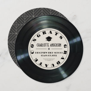 Vinyl Record Tan Graduation Announcement