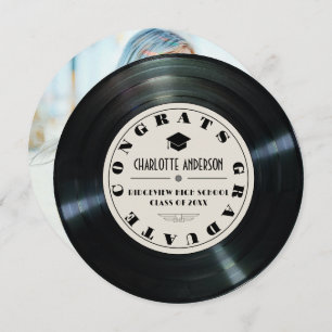 Vinyl Record Tan Graduation Announcement