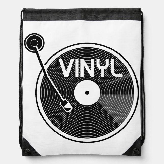 Vinyl Record Turntable Drawstring Bag (Front)