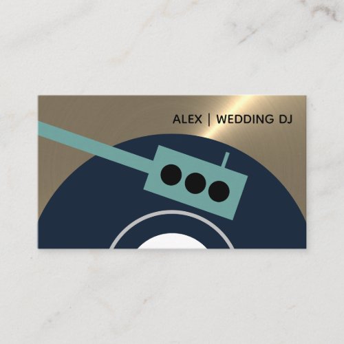 Vinyl Record Turntable _ Gold Green  Navy Blue Business Card