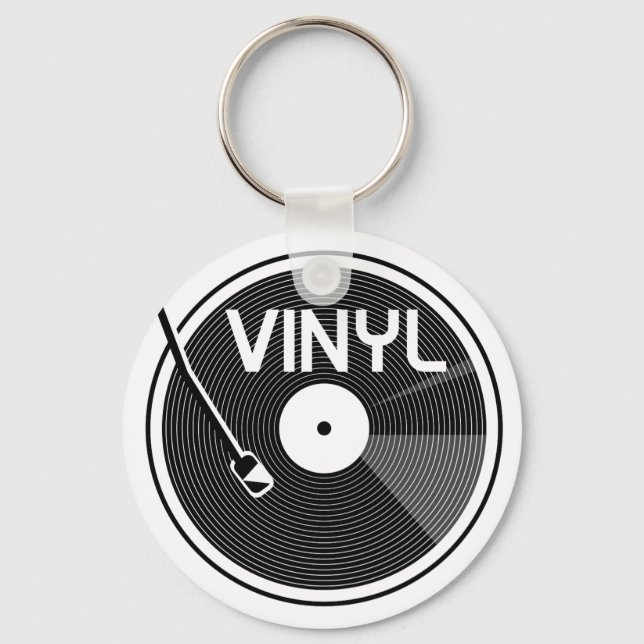 Vinyl Record Turntable Keychain (Front)