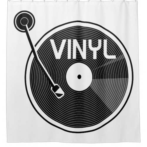 Vinyl Record Turntable Shower Curtain