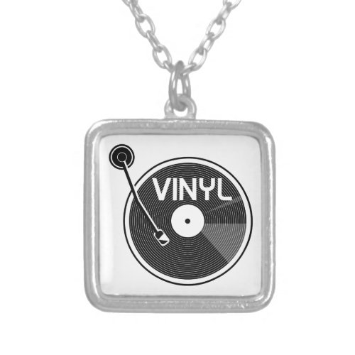 Vinyl Record Turntable Silver Plated Necklace