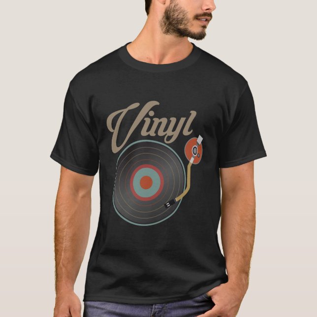 Vinyl Record Turntable Style Music Retro Record DJ T-Shirt (Front)