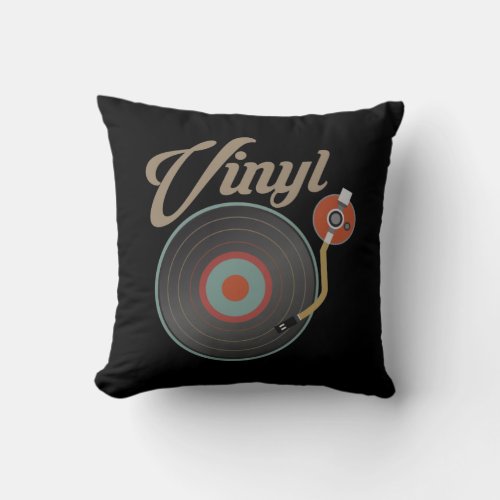 Vinyl Record Turntable Style Music Retro Record DJ Throw Pillow