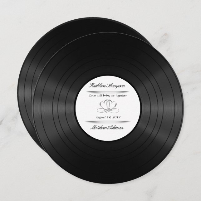 vinyl record wedding invitation (Front/Back)