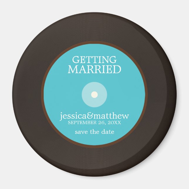 Vinyl Record Wedding Save the Date Magnet (Front)