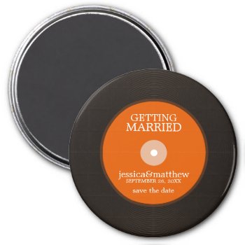 Vinyl Record Wedding Save The Date Magnet by heartlocked at Zazzle