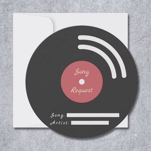 Vinyl Record Wedding Song Request Insert Card 