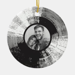 Vinyl Record With Photo Ceramic Ornament