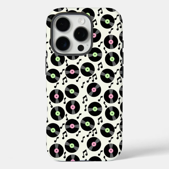 Vinyl Records and Music Notes Pattern Case-Mate iPhone Case (Back)
