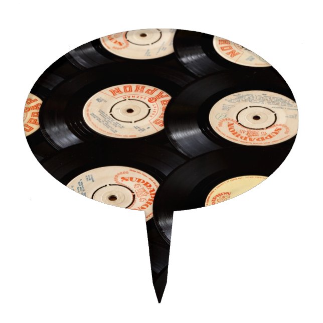 Vinyl Records Background Cake Topper (Front)