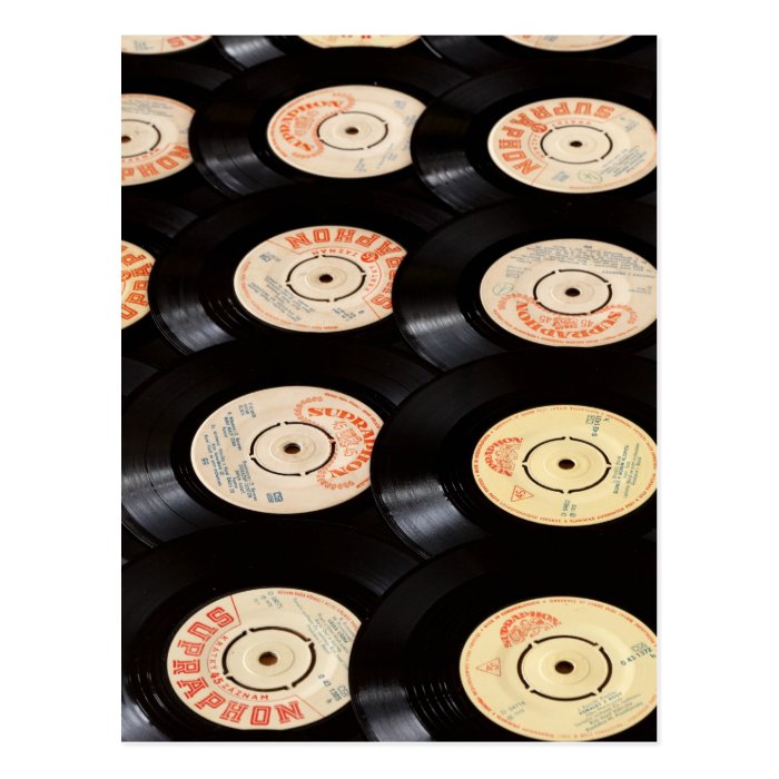 Vinyl Records Background Postcard