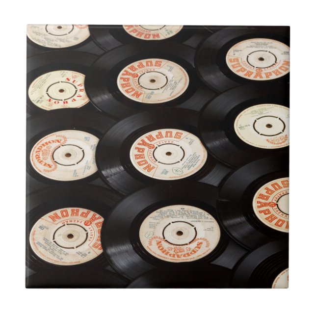 Vinyl Records Ceramic Tile (Front)