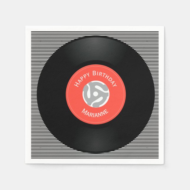 Vinyl Records Design Paper Napkins (Front)