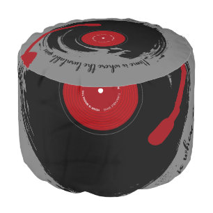 Vinyl Records Home Is Where The Turntable Spins Pouf