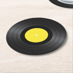 Vinyl Records Images Round Paper Coaster