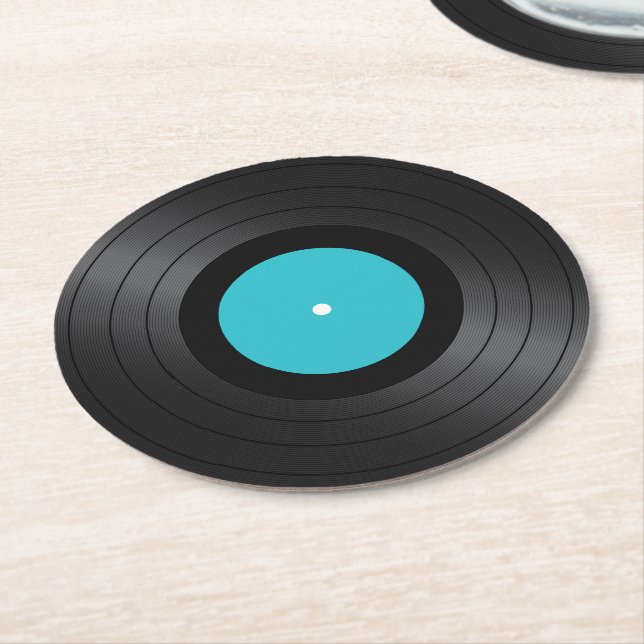 Vinyl Records Images  Round Paper Coaster (Angled)