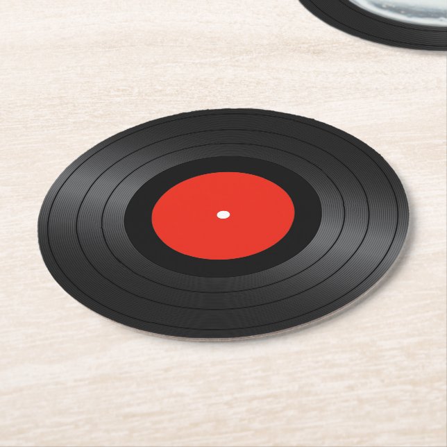 Vinyl Records Images  Round Paper Coaster (Angled)