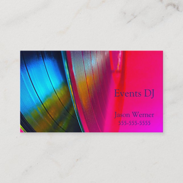 Vinyl records magenta business card (Front)