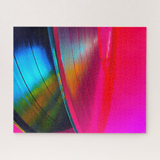 Vinyl records magenta jigsaw puzzle