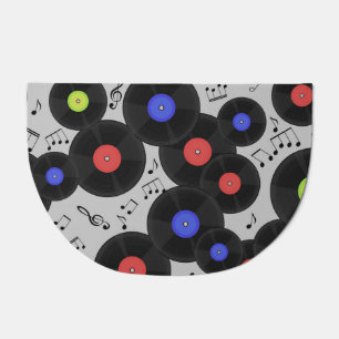 Vinyl Records: Music Note Pattern Doormat
