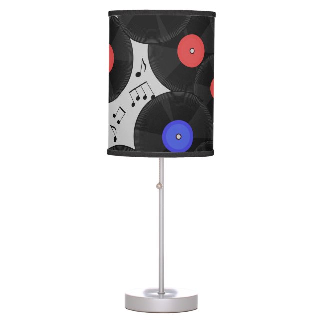 Vinyl Records: Music Note Pattern Table Lamp (Front)