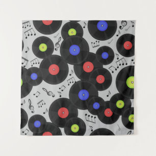 Vinyl Records: Music Note Pattern Tapestry