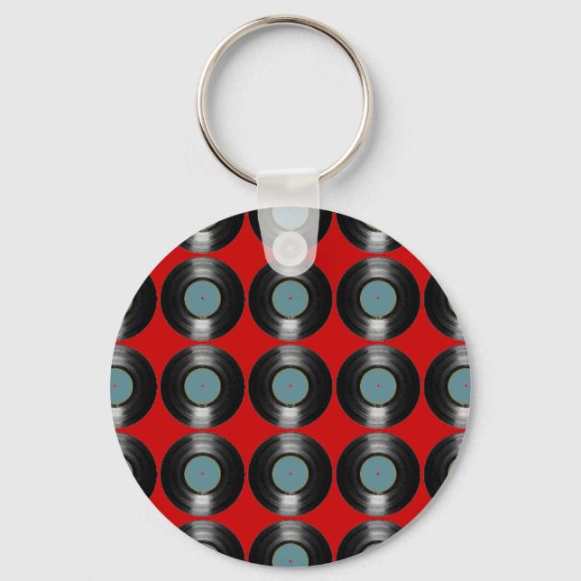 vinyl records pattern keychain (Front)