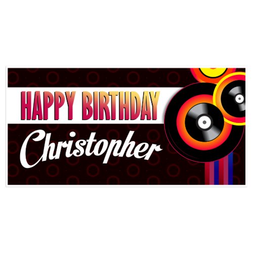 Vinyl Records Personalized Birthday Banner