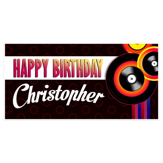 Vinyl Records Personalized Birthday Banner (Front)