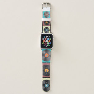 Vinyl Records. Retro LP Discs Set vintage Illustra Apple Watch Band