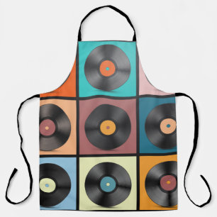 Vinyl Records. Retro LP Discs Set vintage Illustra Apron