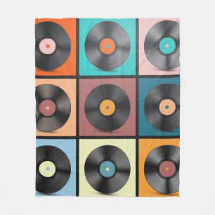 Vinyl Records. Retro LP Discs Set vintage Illustra Fleece Blanket