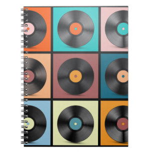 Vinyl Records. Retro LP Discs Set vintage Illustra Notebook